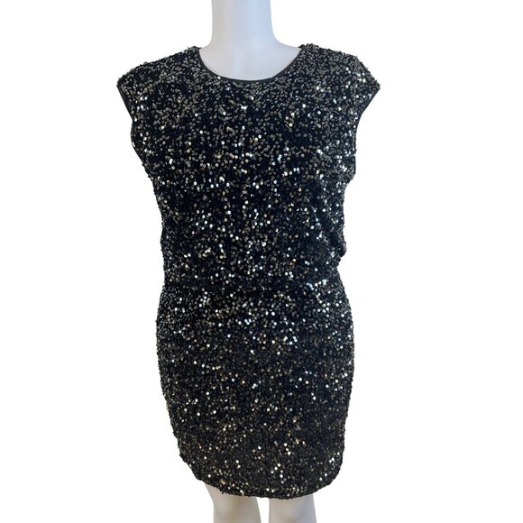 City Chic Women’s Black Sequin Sleeveless Mini Dress Sz S/16 - New - Picture 2 of 10